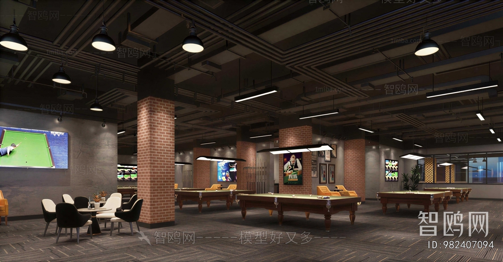 Industrial Style Billiard Room