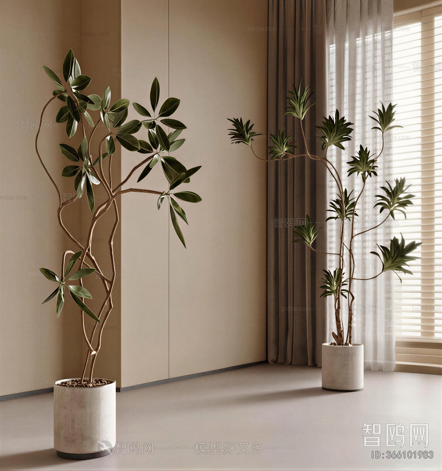 Modern Ground Green Plant Potted Plants