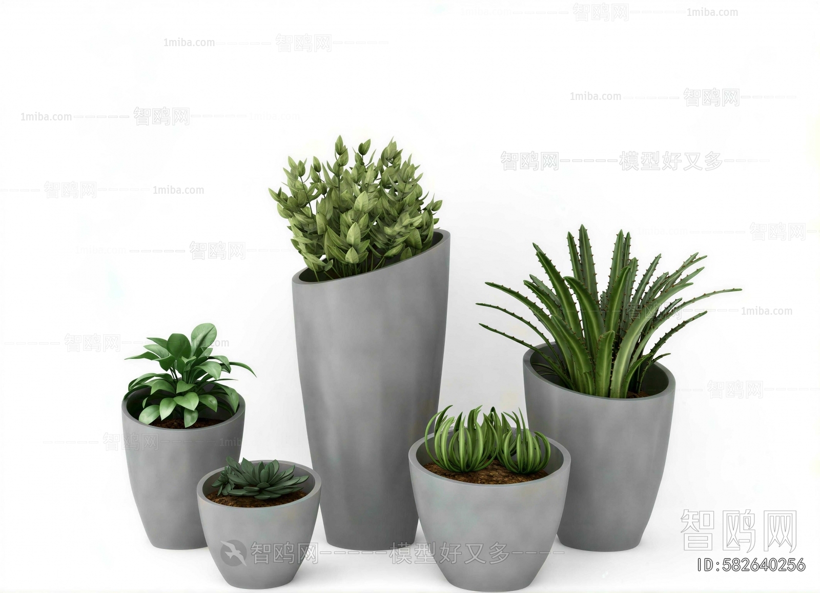 Modern Potted Green Plant