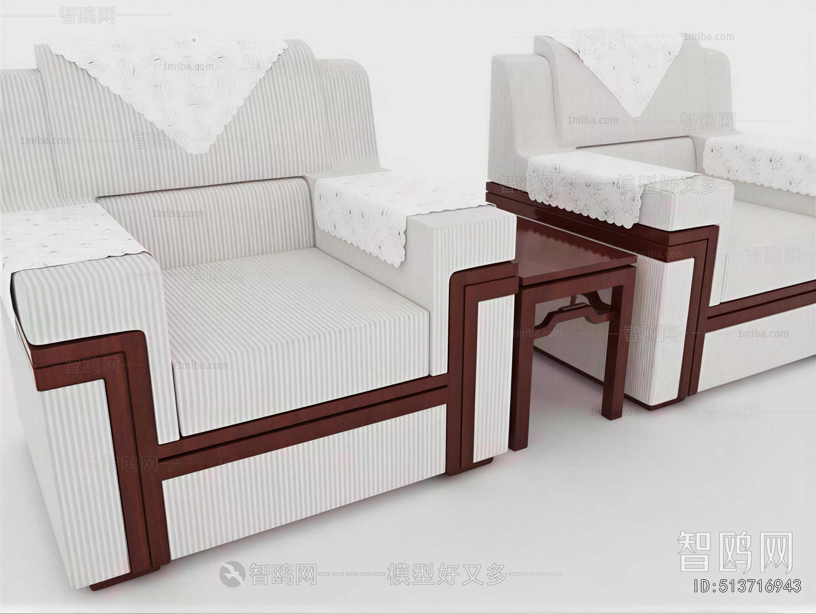 New Chinese Style Single Sofa