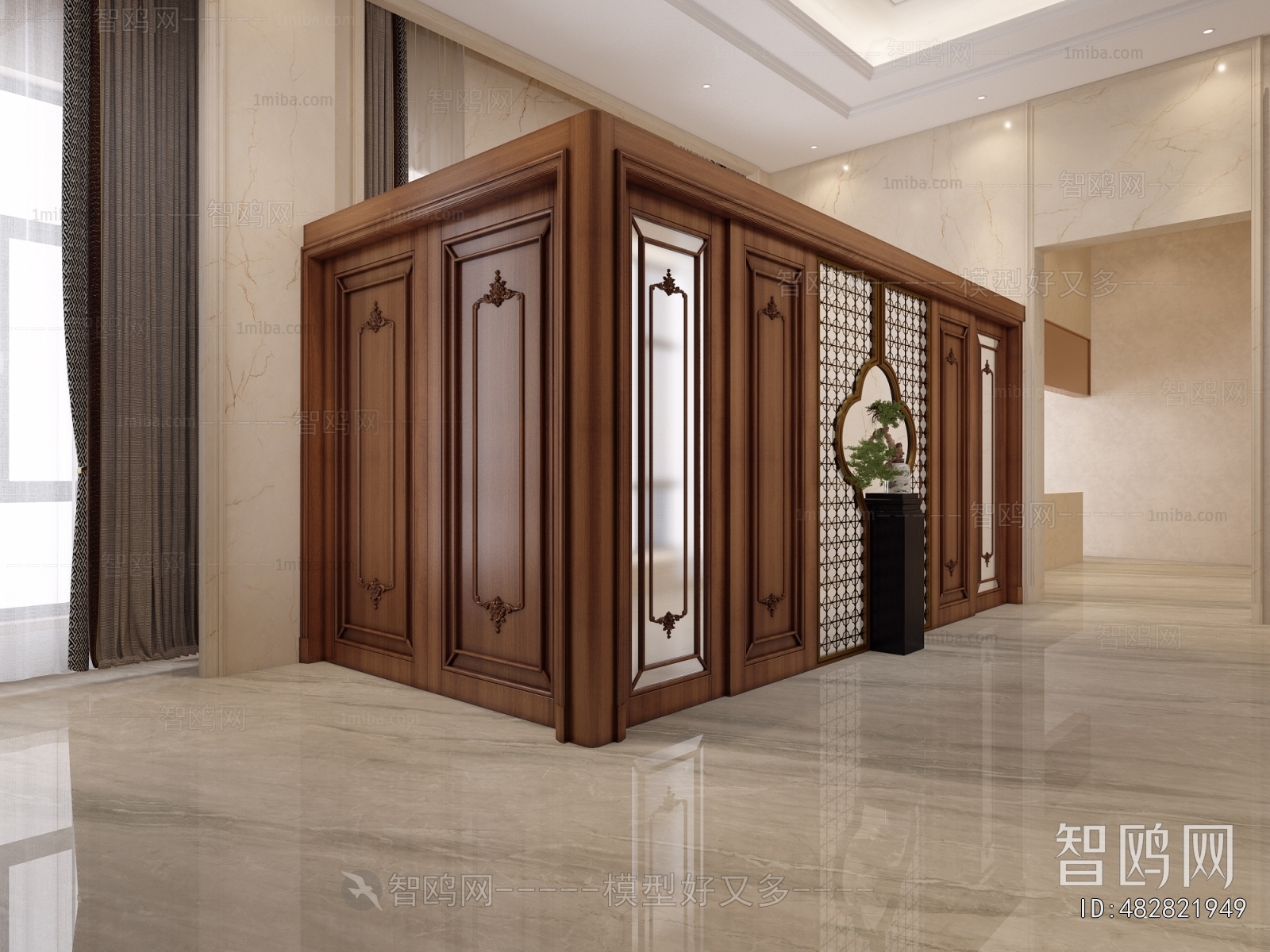 New Chinese Style Glass Screen Partition