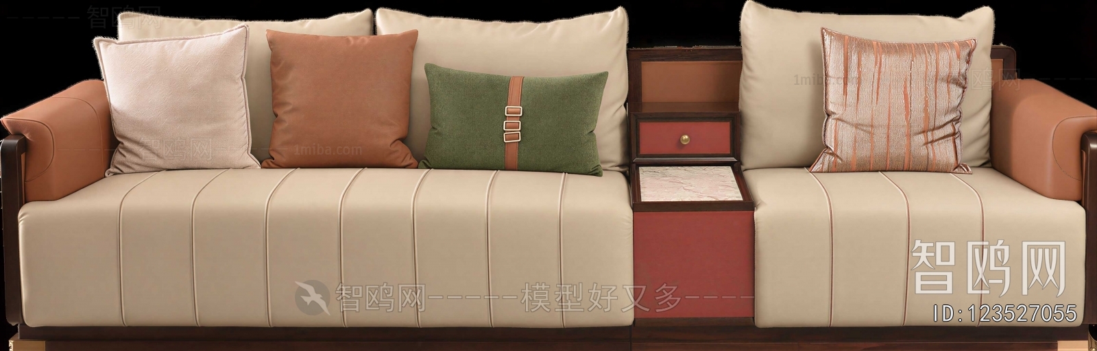 New Chinese Style Three-seat Sofa