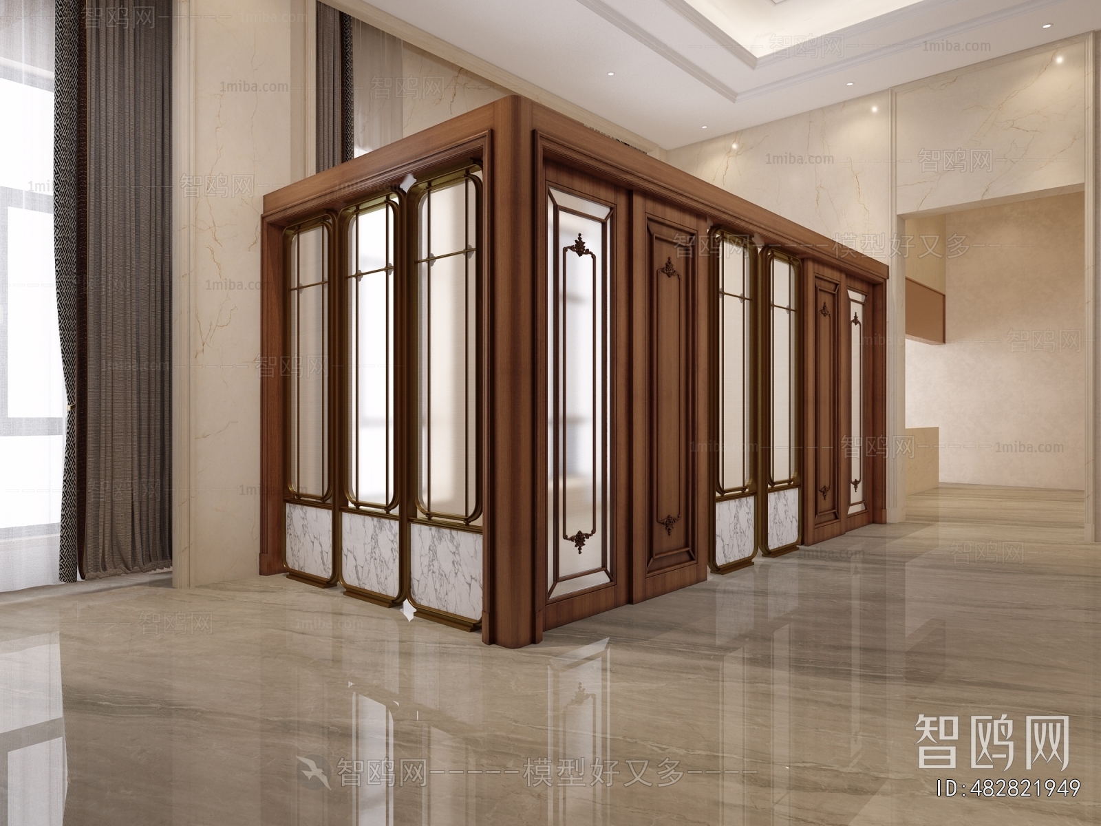 New Chinese Style Glass Screen Partition