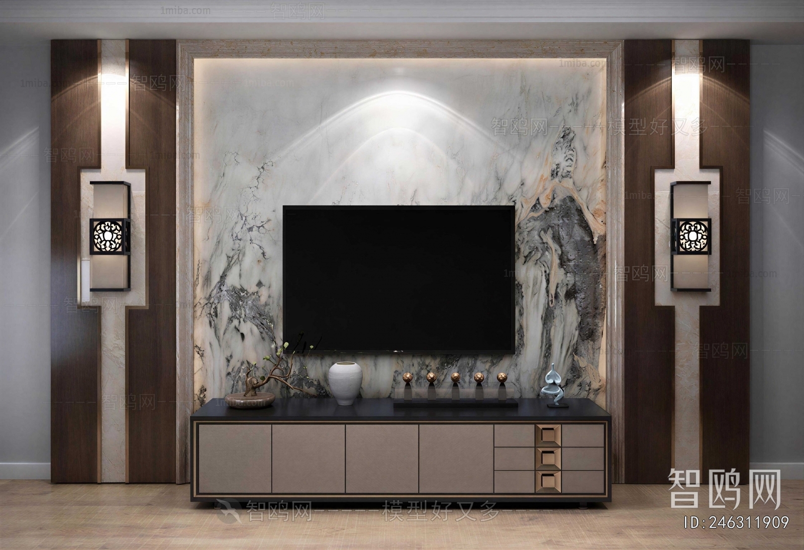 New Chinese Style TV Wall