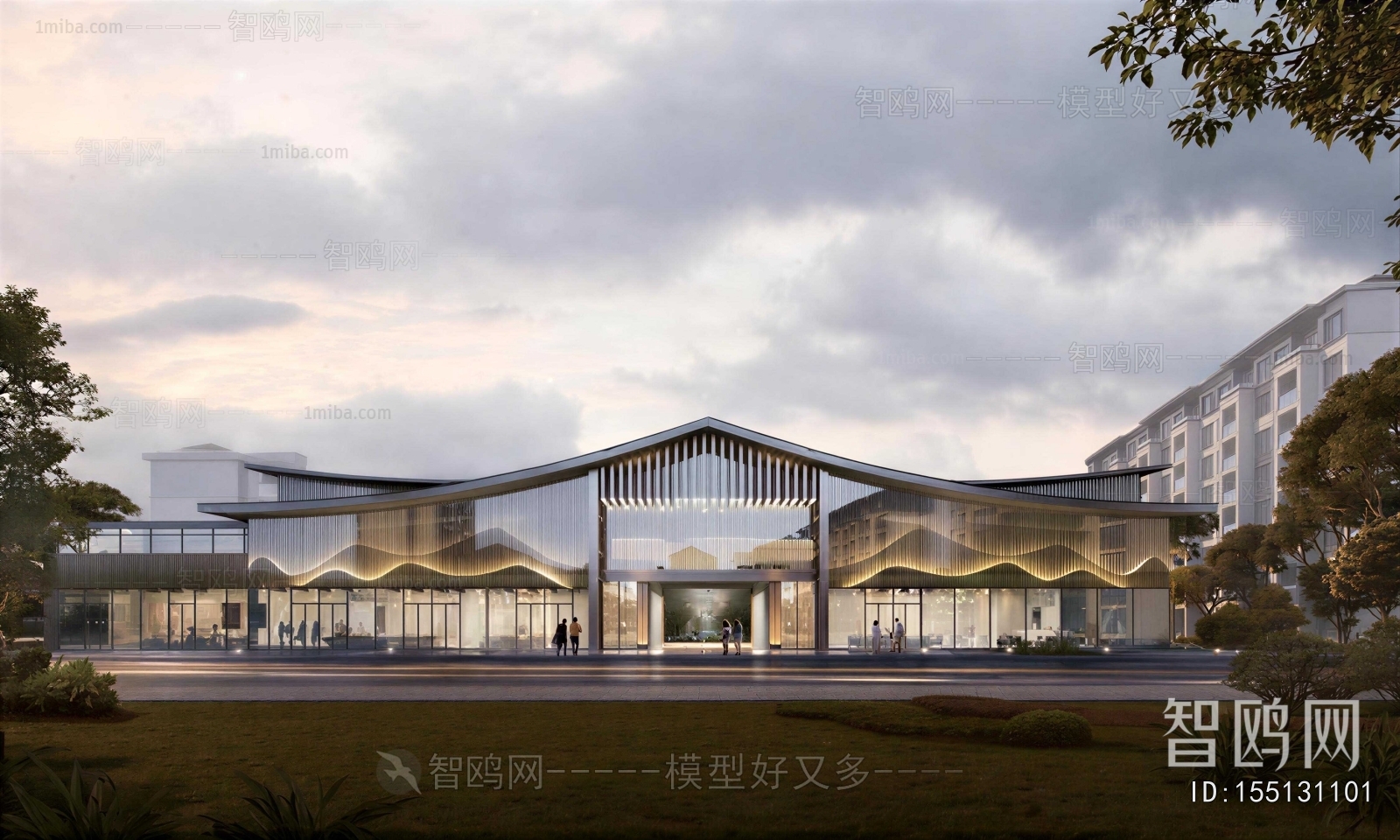 New Chinese Style Appearance Of Commercial Building