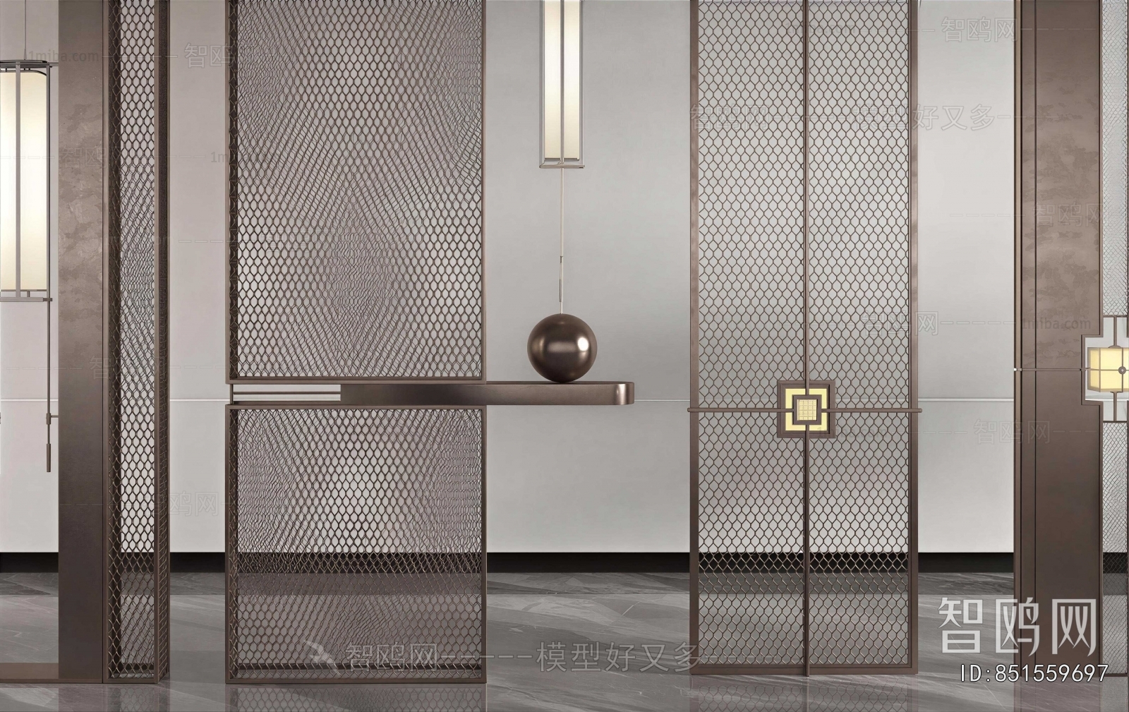 New Chinese Style Metal Screen Partition