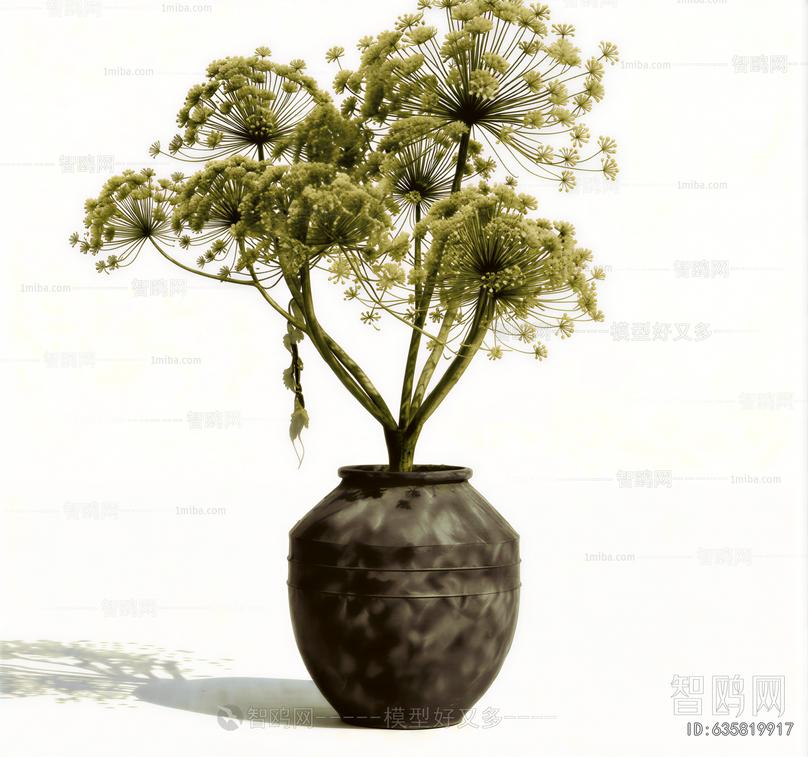 Wabi-sabi Style Potted Green Plant