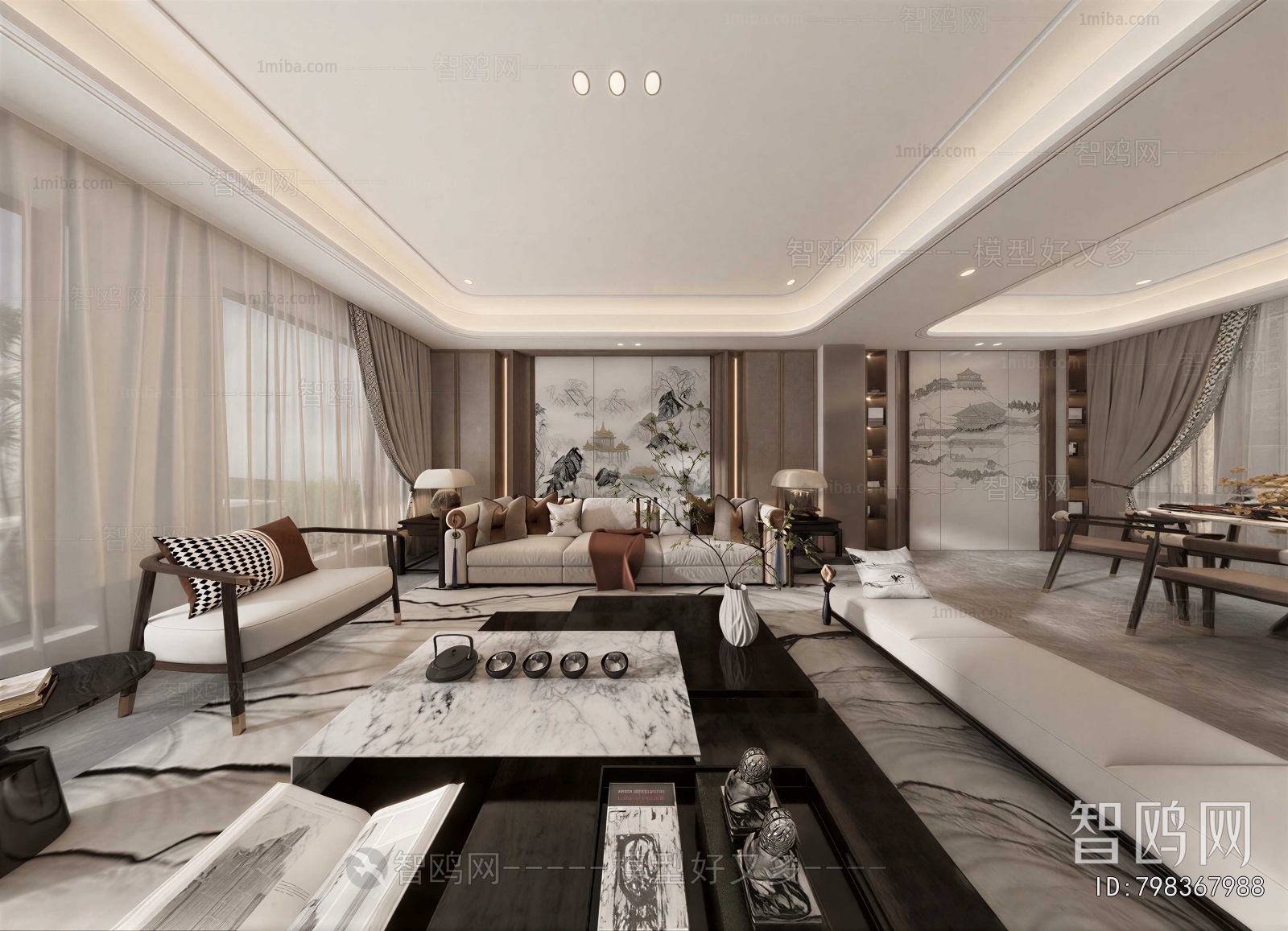 New Chinese Style A Living Room