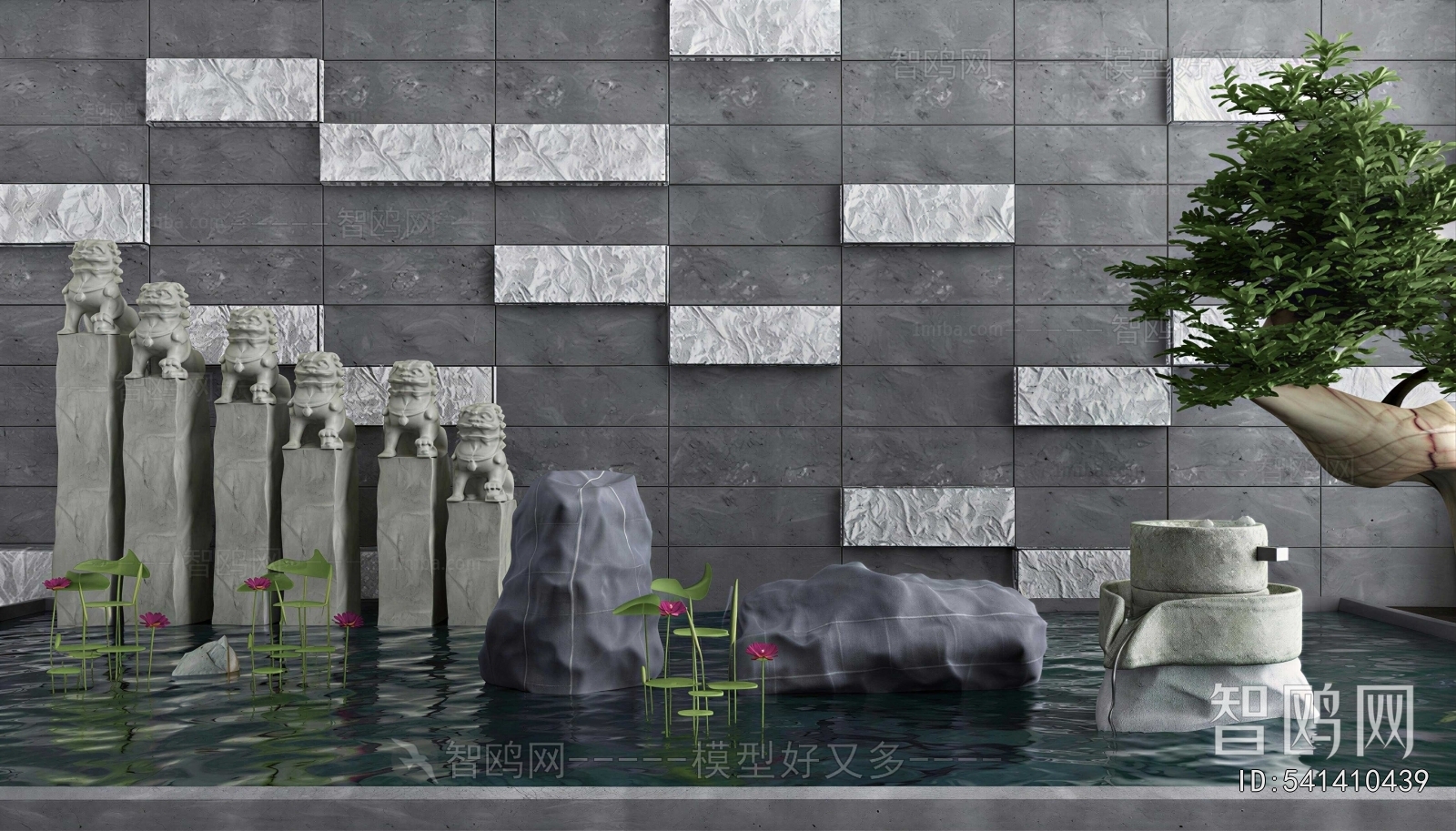 New Chinese Style Rockery Waterscape