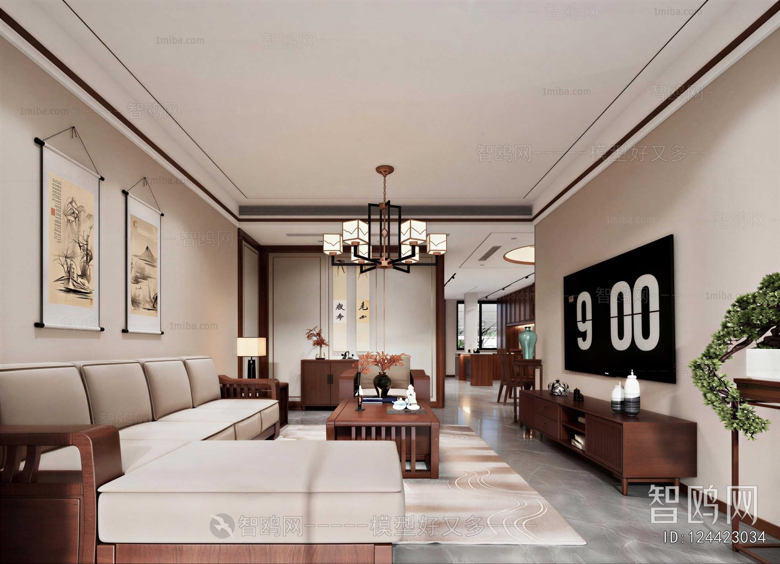 New Chinese Style A Living Room