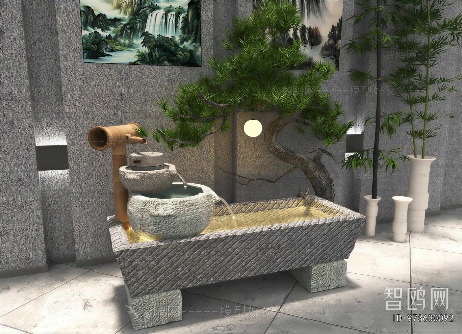 New Chinese Style Rockery Waterscape