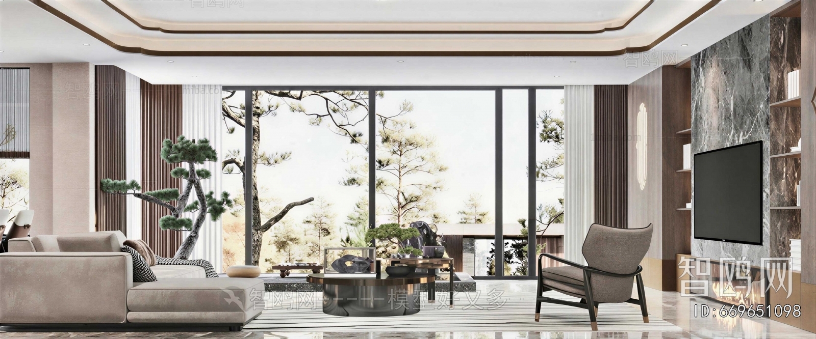 New Chinese Style A Living Room