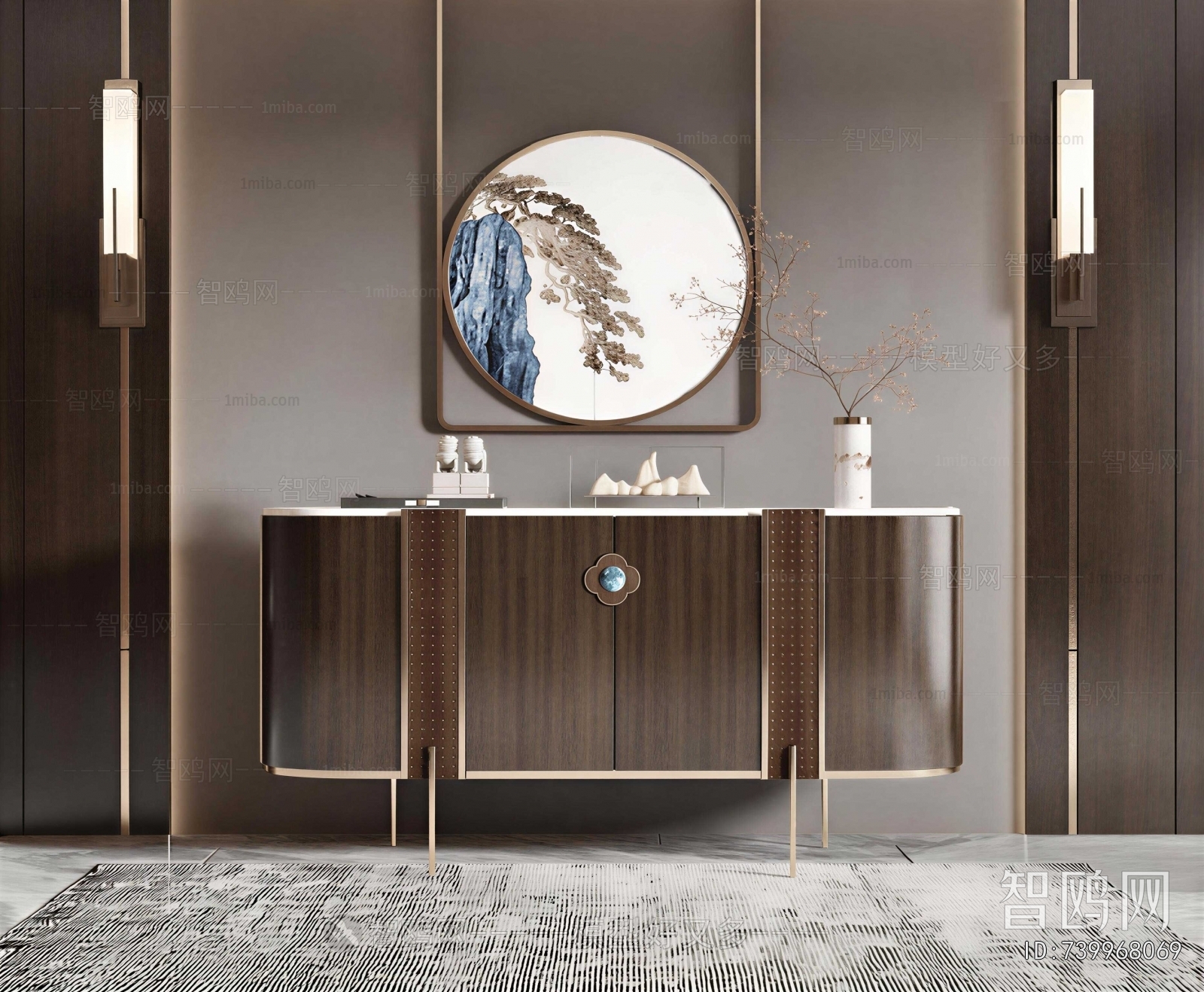 New Chinese Style Entrance Cabinet