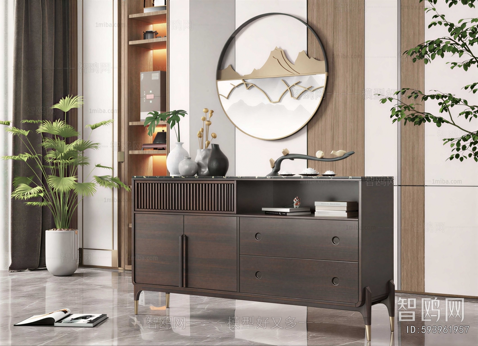 New Chinese Style Entrance Cabinet