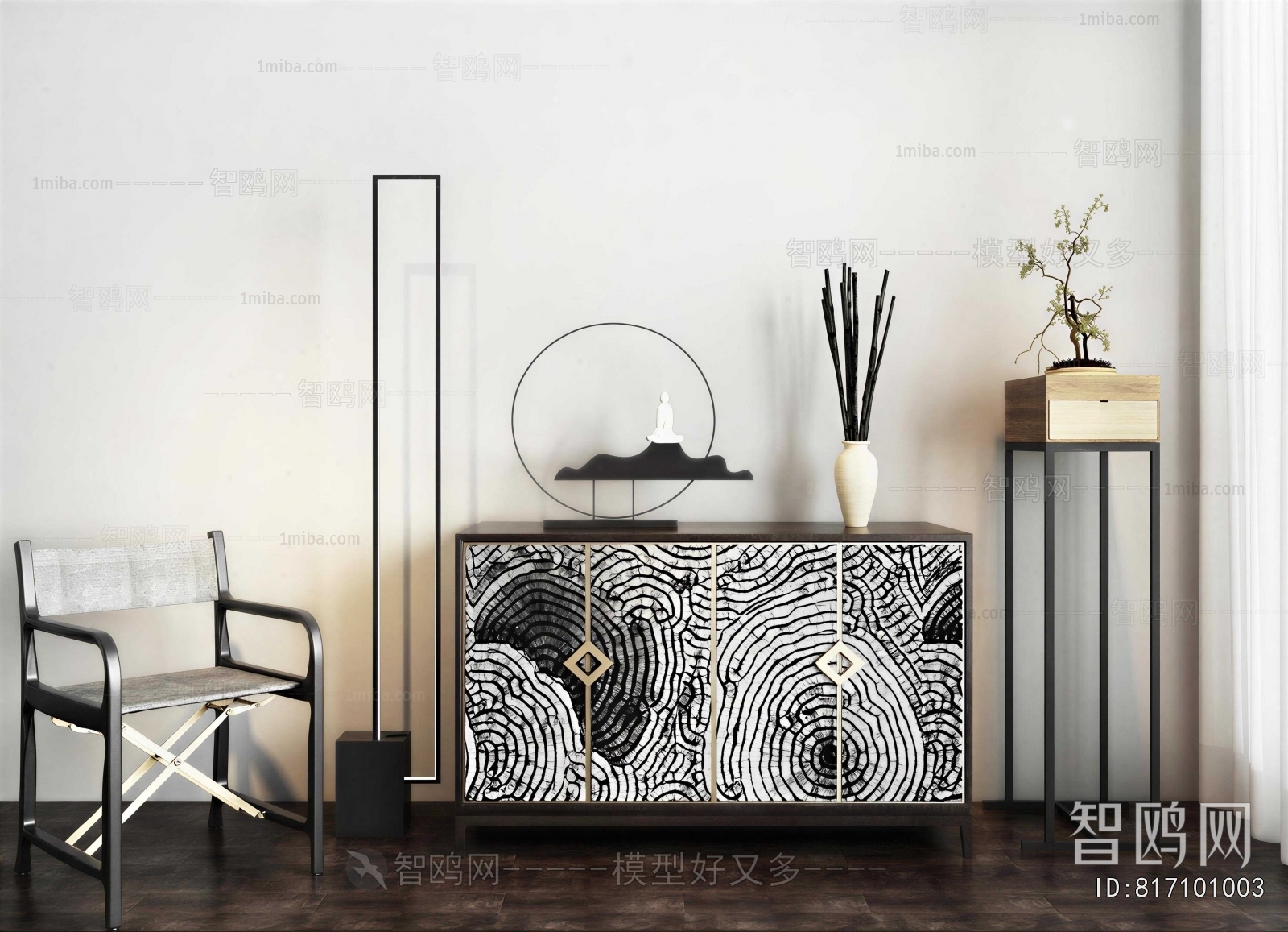 New Chinese Style Side Cabinet