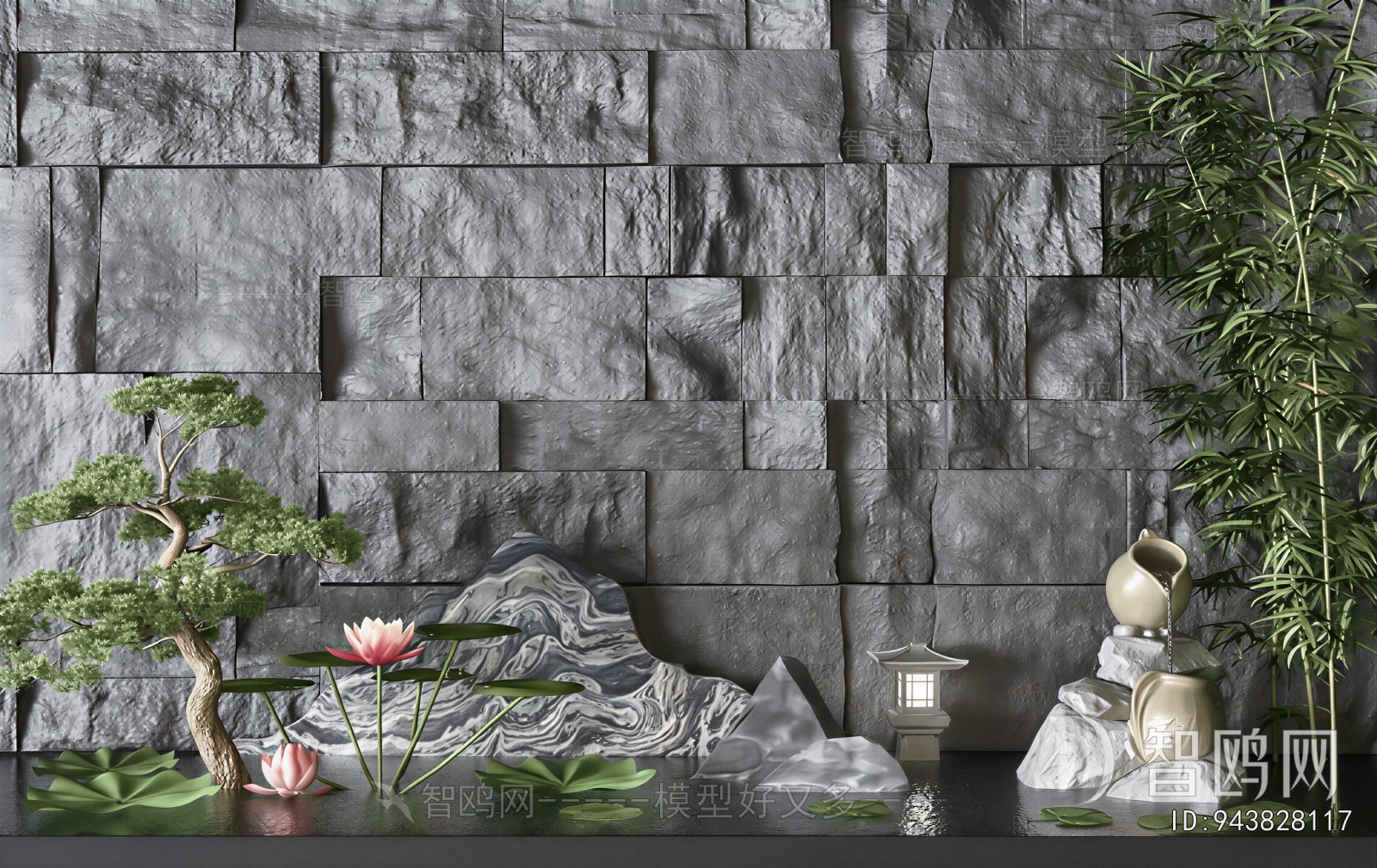 New Chinese Style Rockery Waterscape