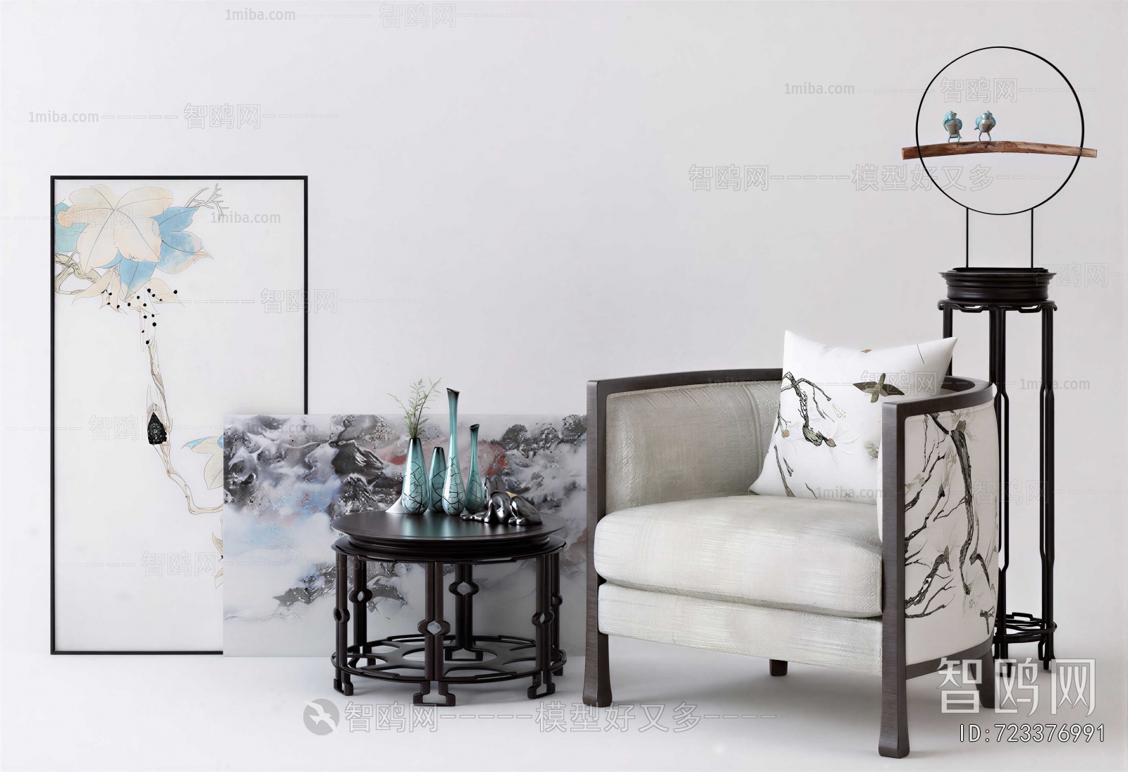 New Chinese Style Single Sofa