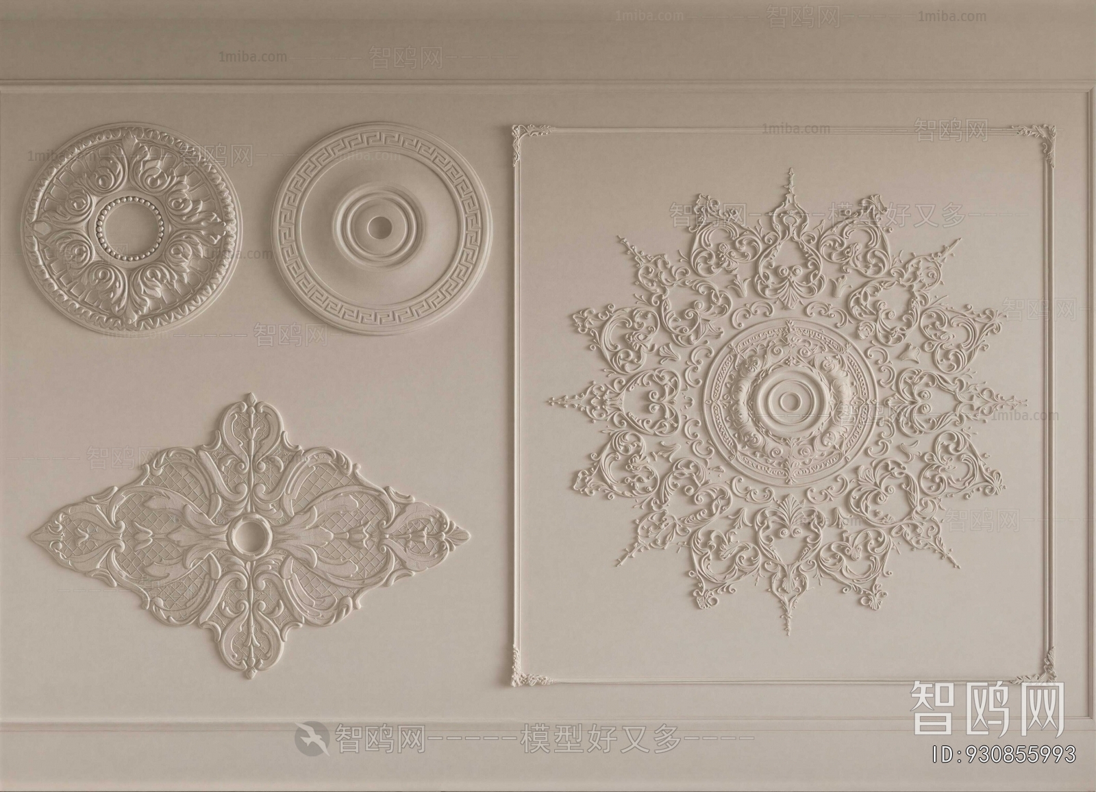 French Style Plaster Carved Top Plate