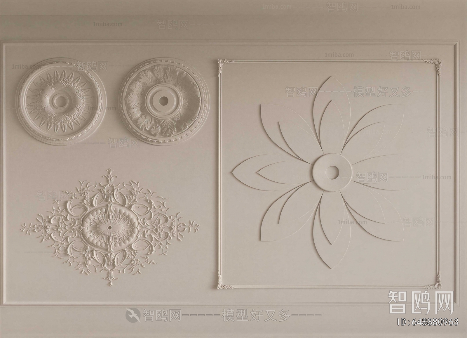 French Style Plaster Carved Top Plate