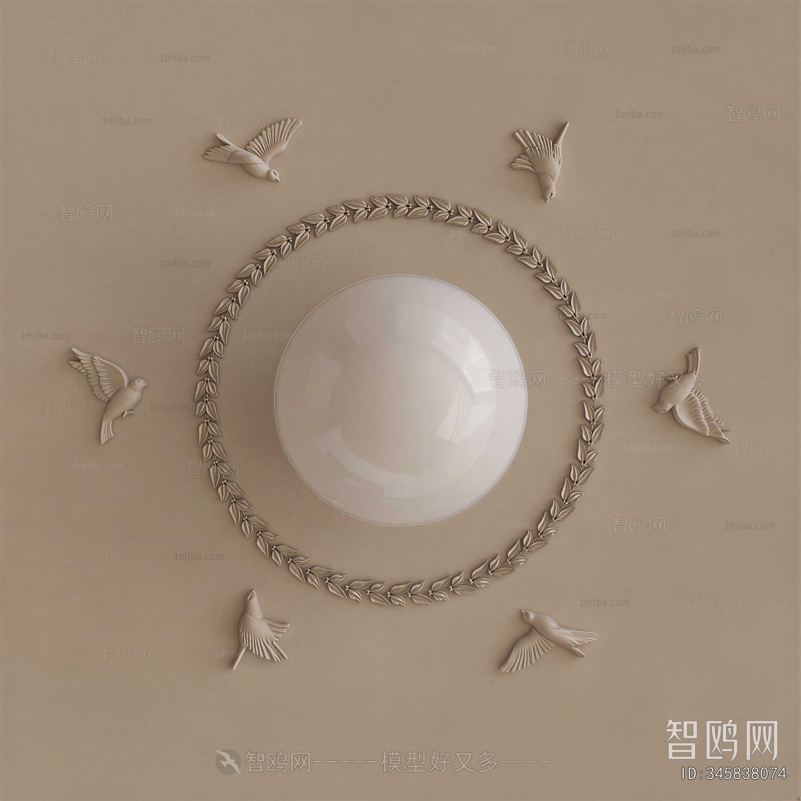 French Style Plaster Carved Top Plate