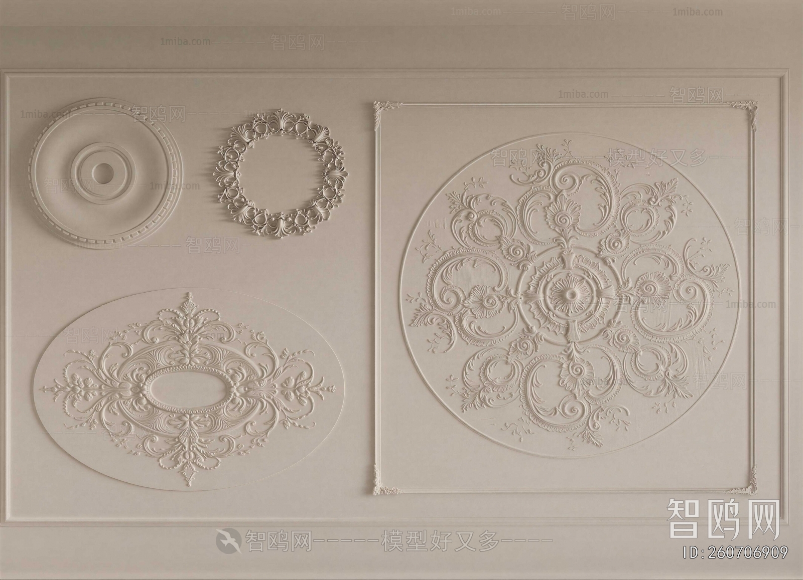 French Style Plaster Carved Top Plate