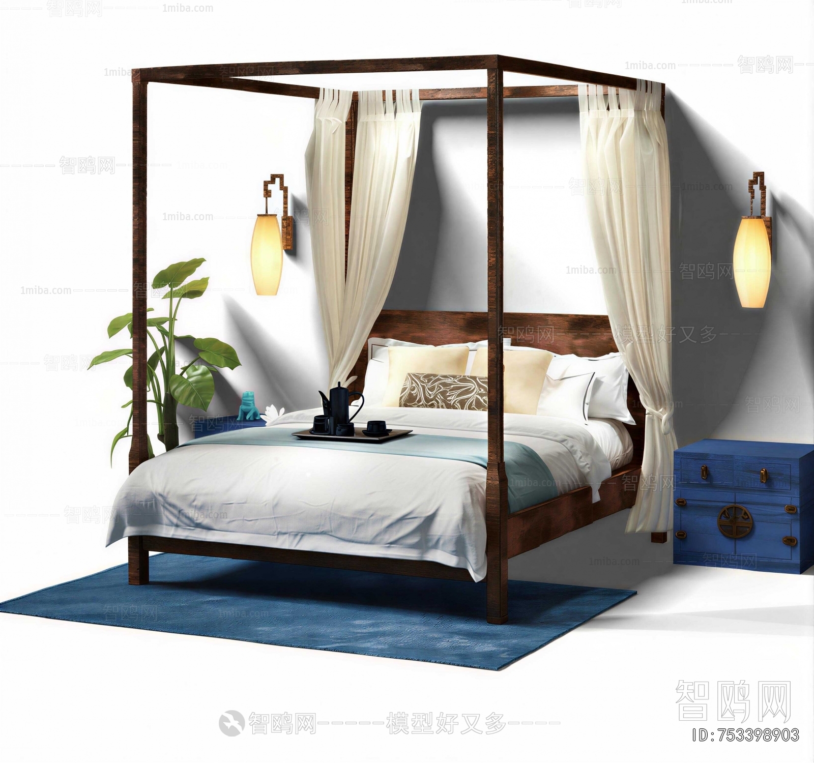 New Chinese Style Double Bed