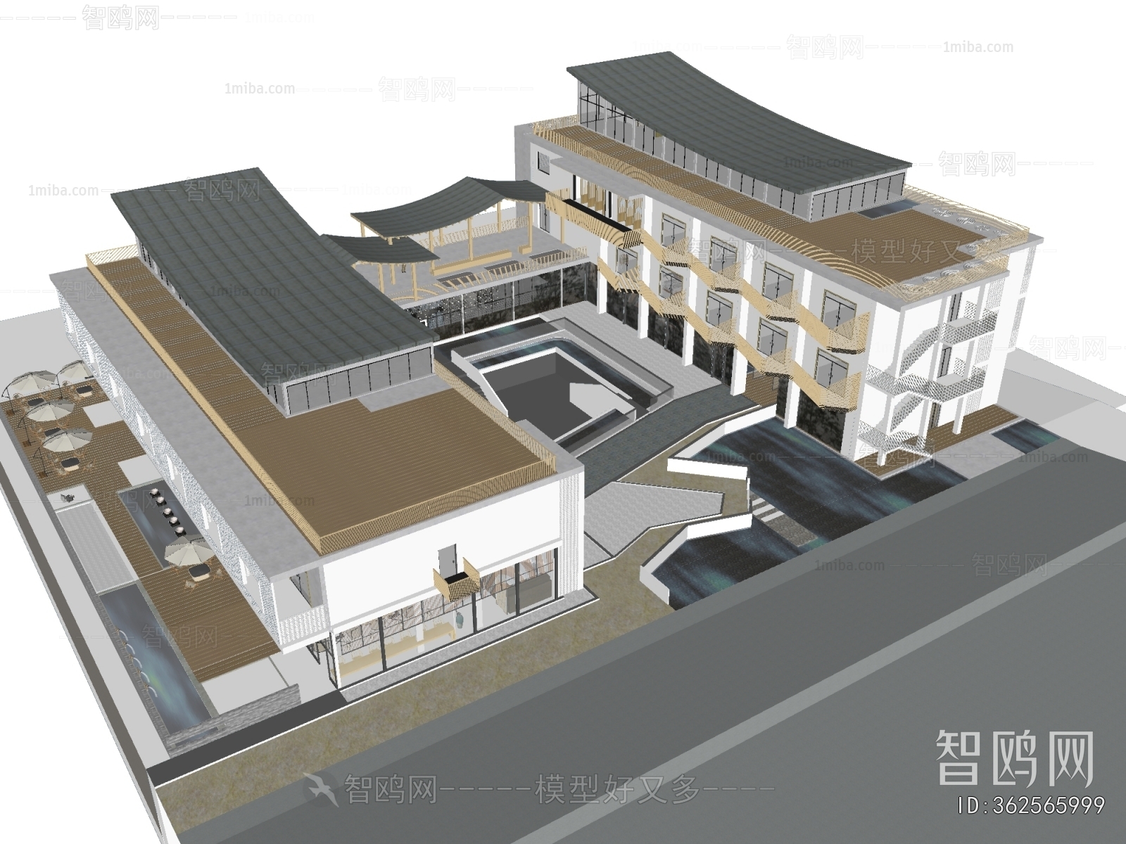 New Chinese Style Appearance Of Commercial Building