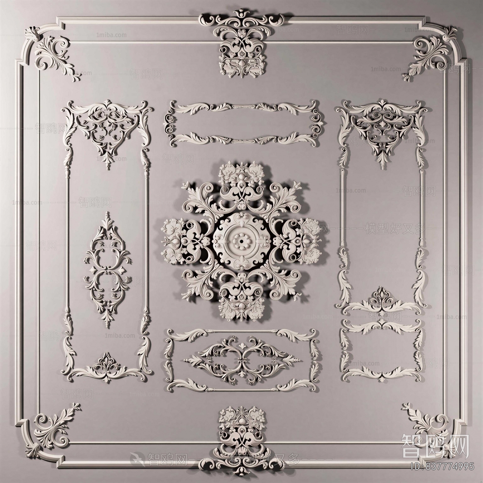European Style Plaster Carved Top Plate