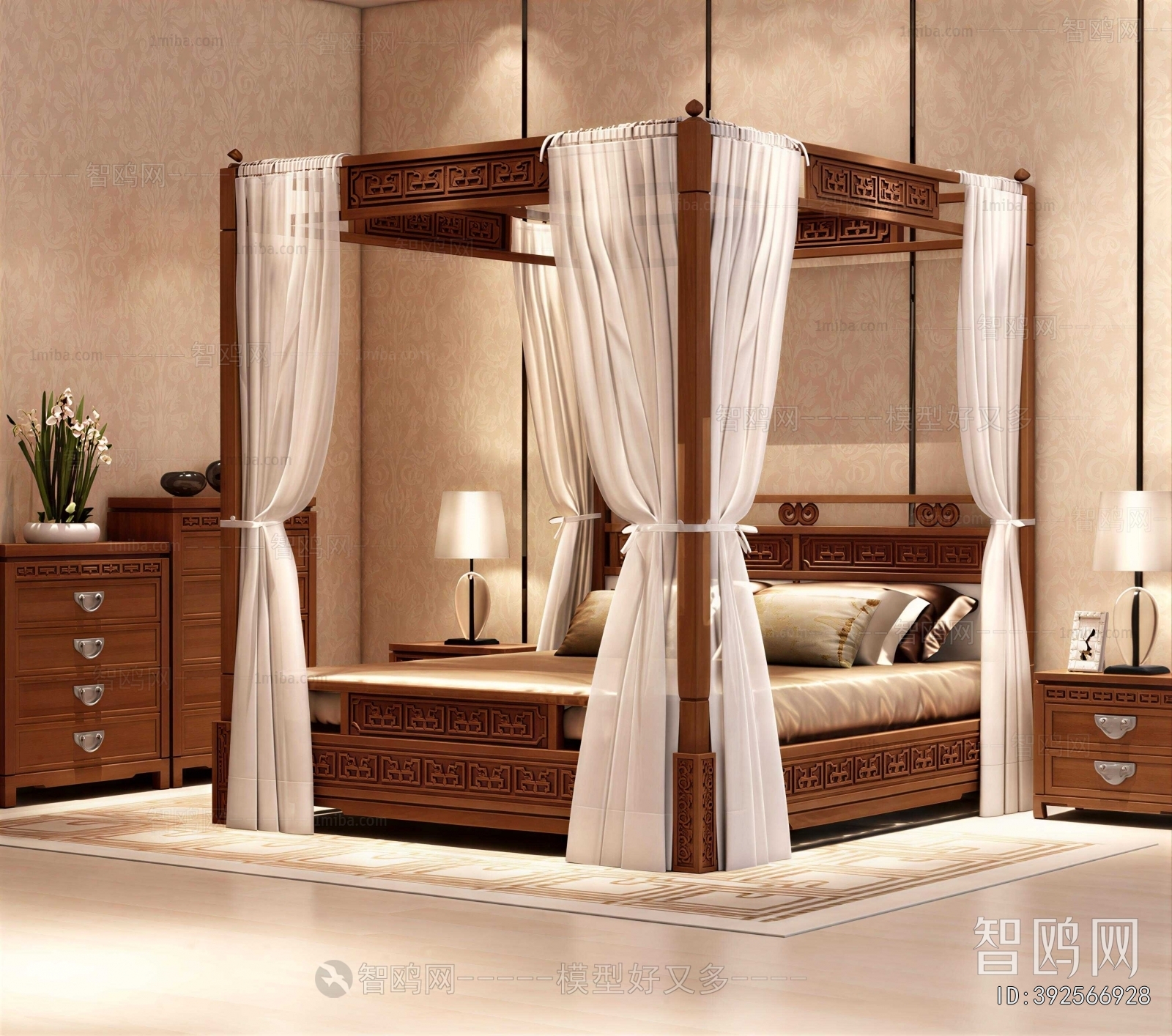 New Chinese Style Double Bed