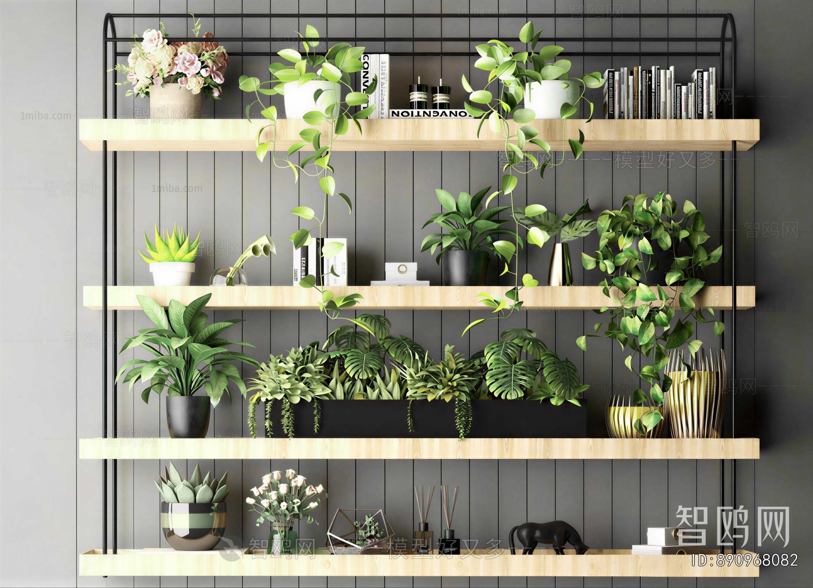 Industrial Style Potted Green Plant
