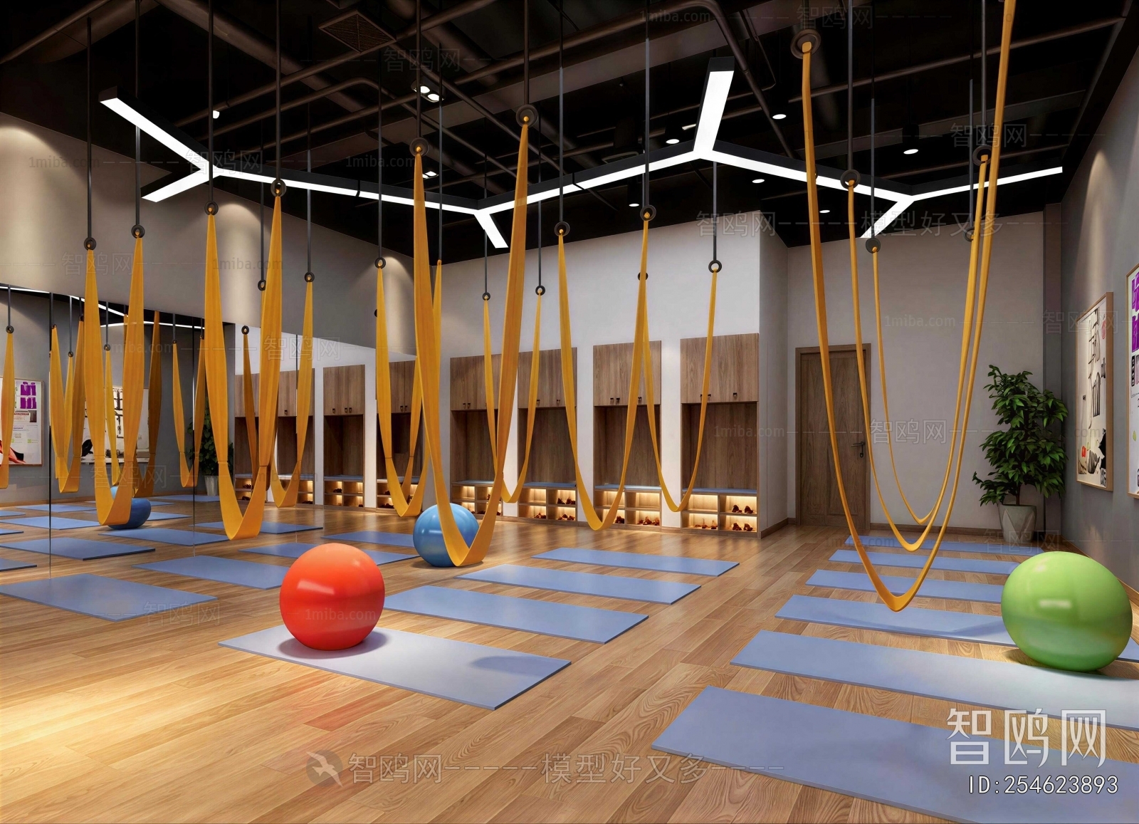 Industrial Style Yoga Room