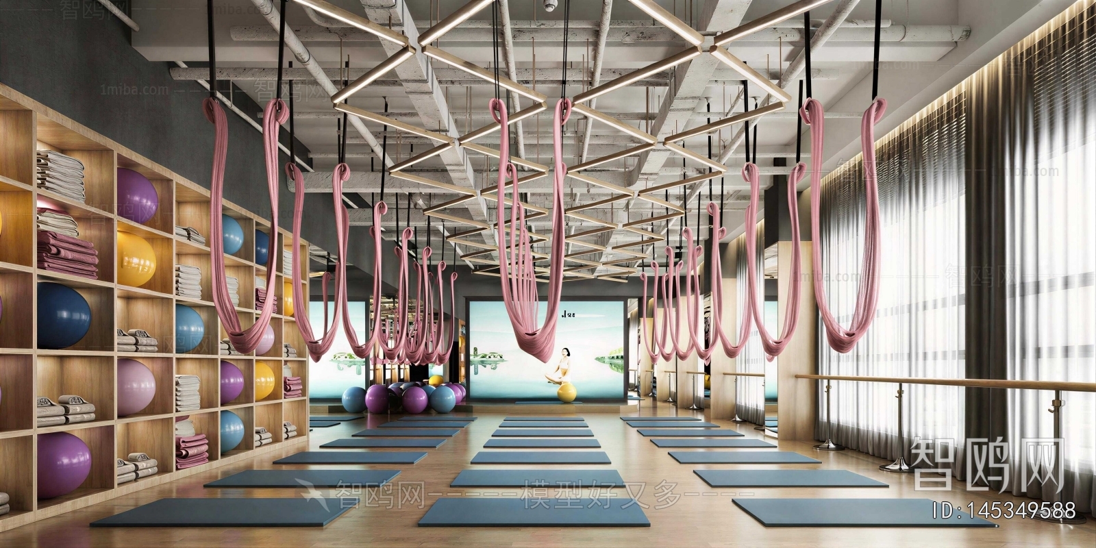 Industrial Style Yoga Room