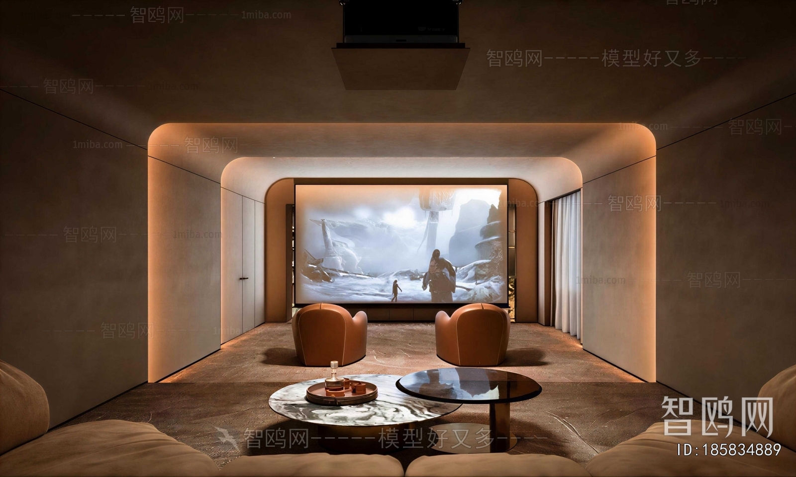 Wabi-sabi Style Audiovisual Room