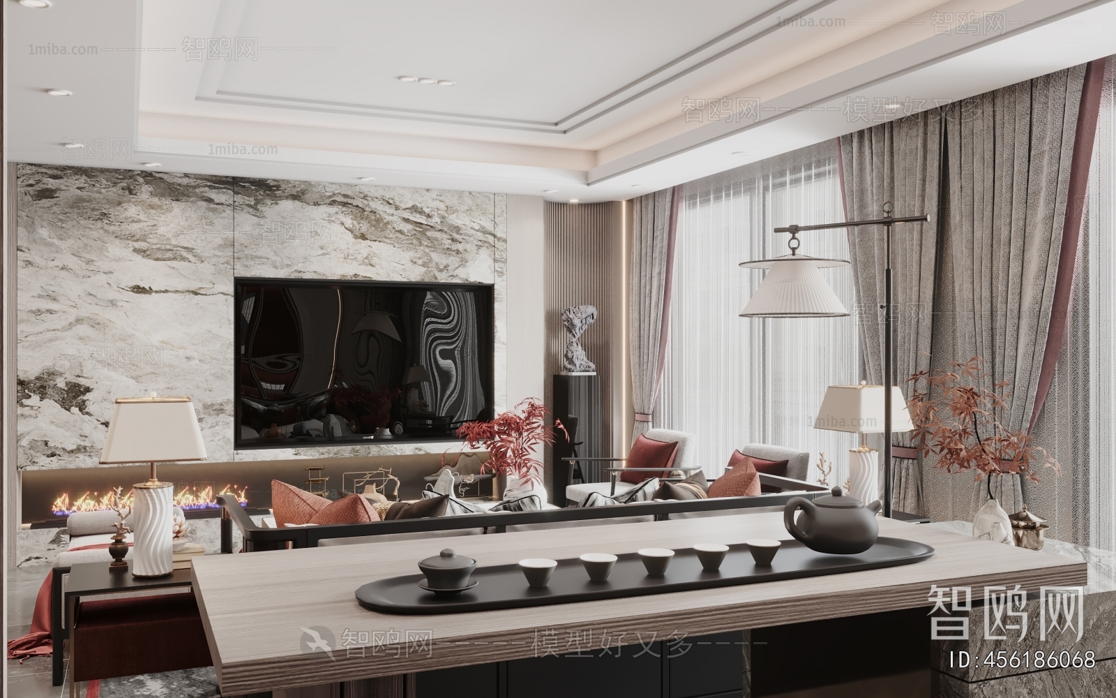 New Chinese Style A Living Room