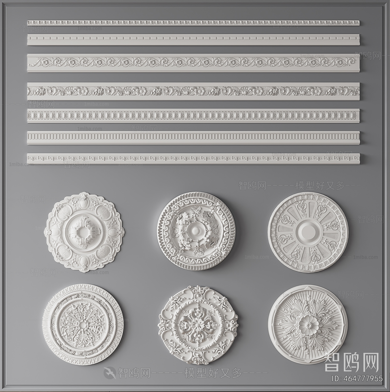 European Style Plaster Carved Top Plate