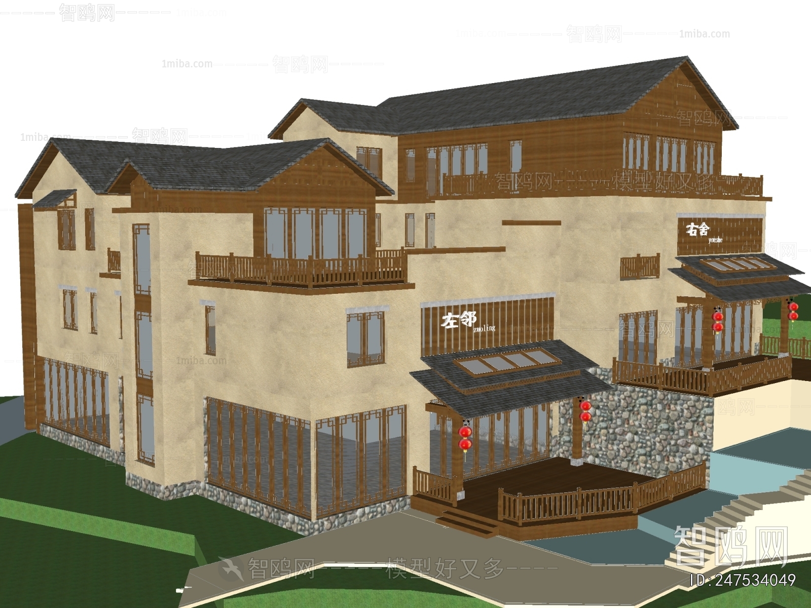 New Chinese Style Appearance Of Commercial Building