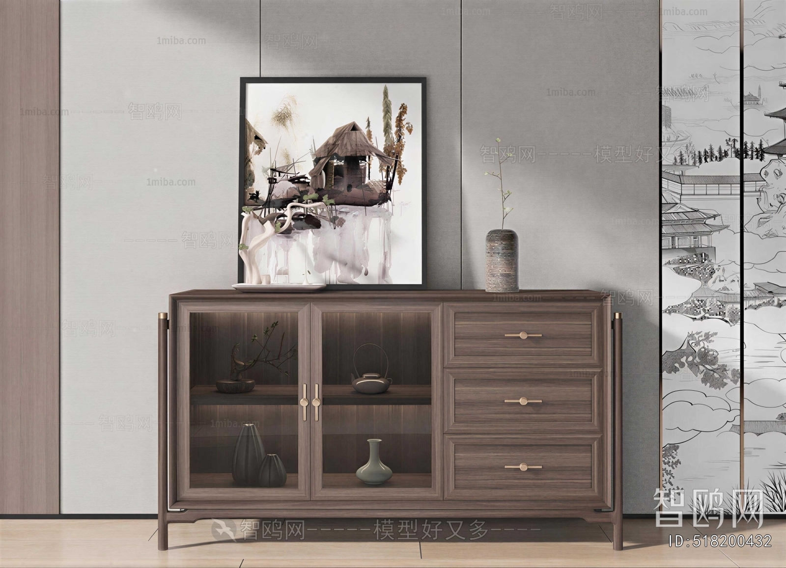 New Chinese Style Side Cabinet