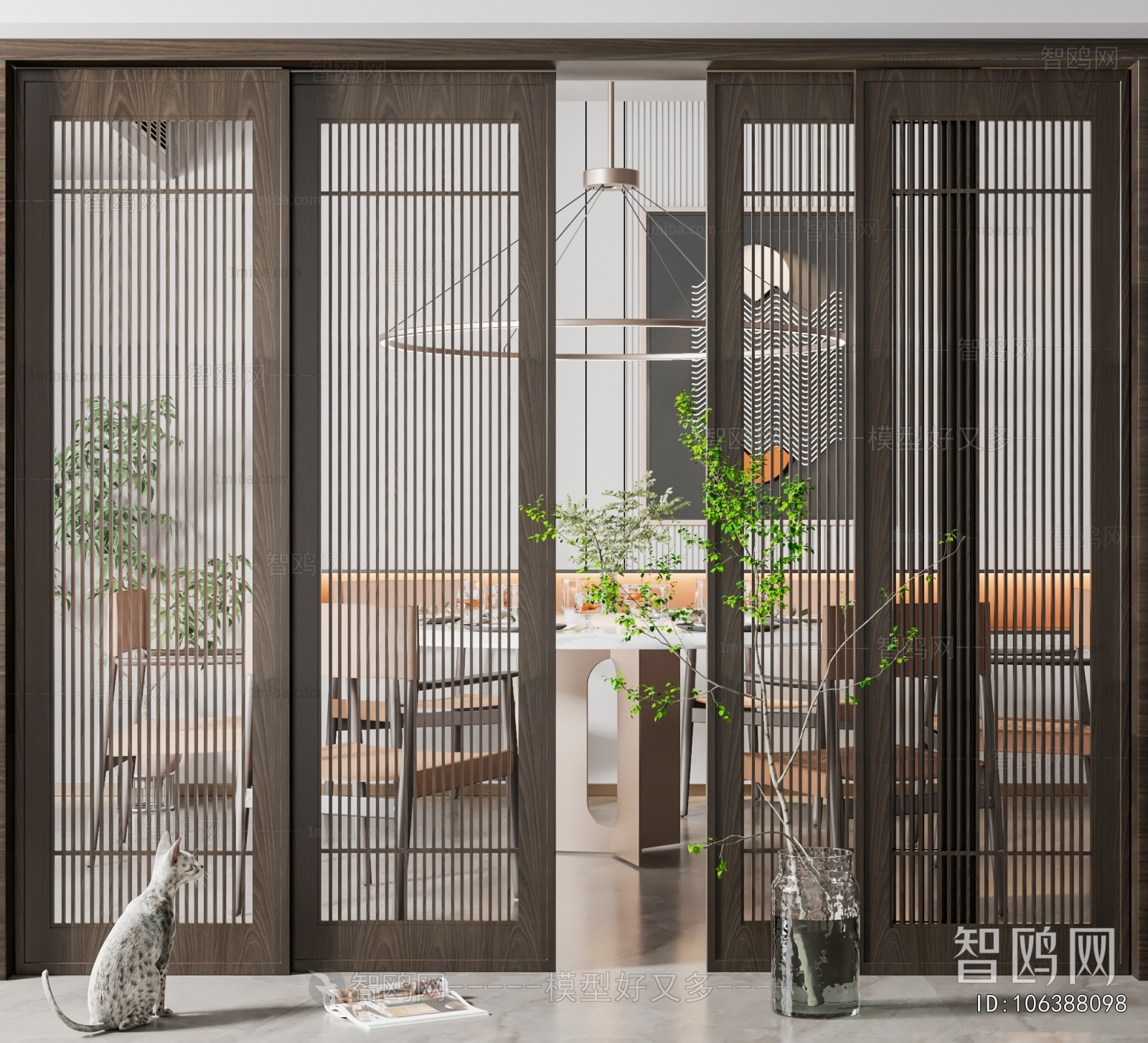 New Chinese Style Sliding Door
