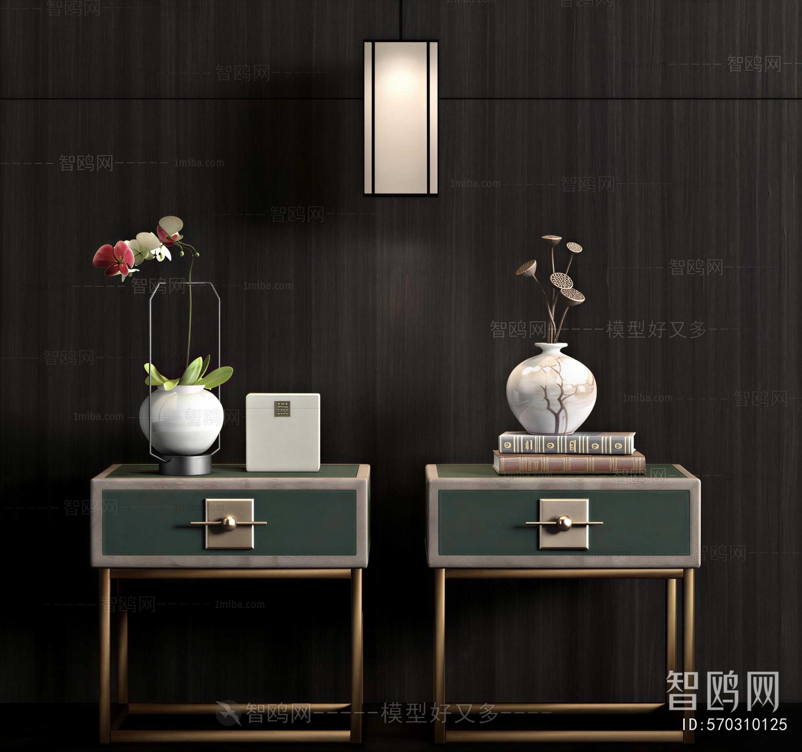 New Chinese Style Bedside Cupboard