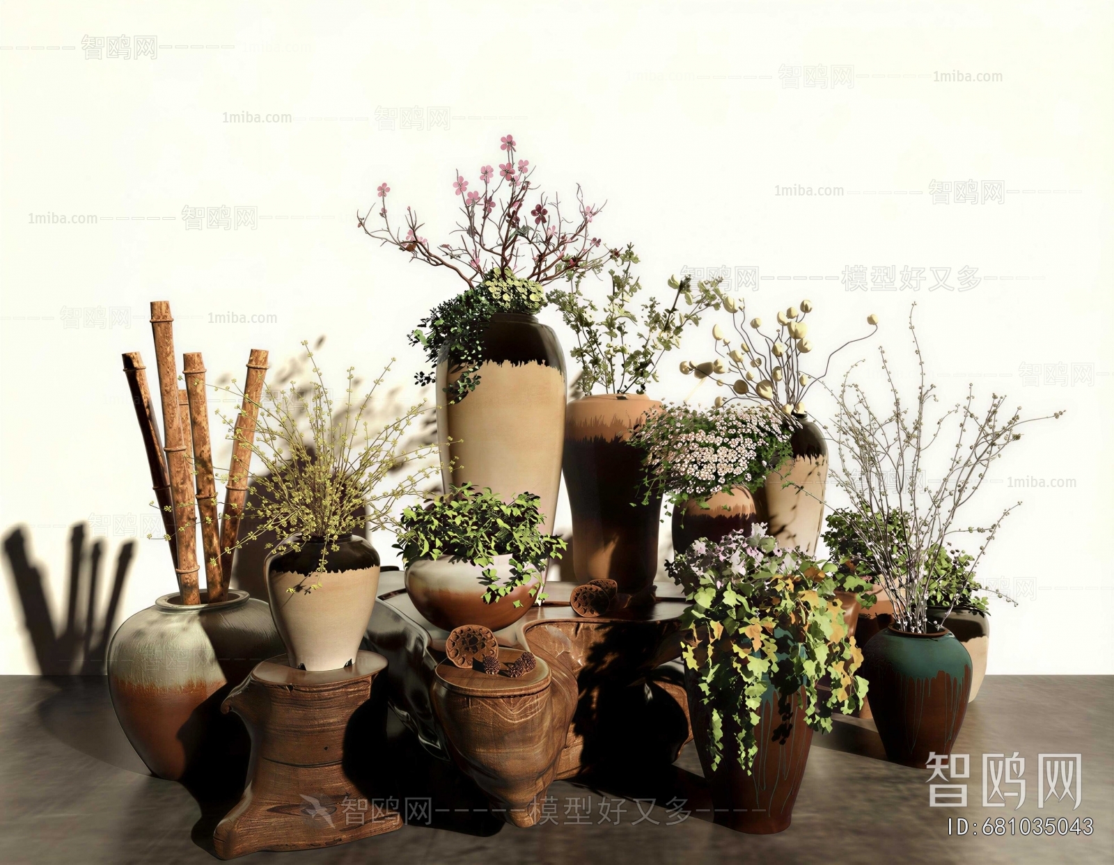 Wabi-sabi Style Potted Green Plant