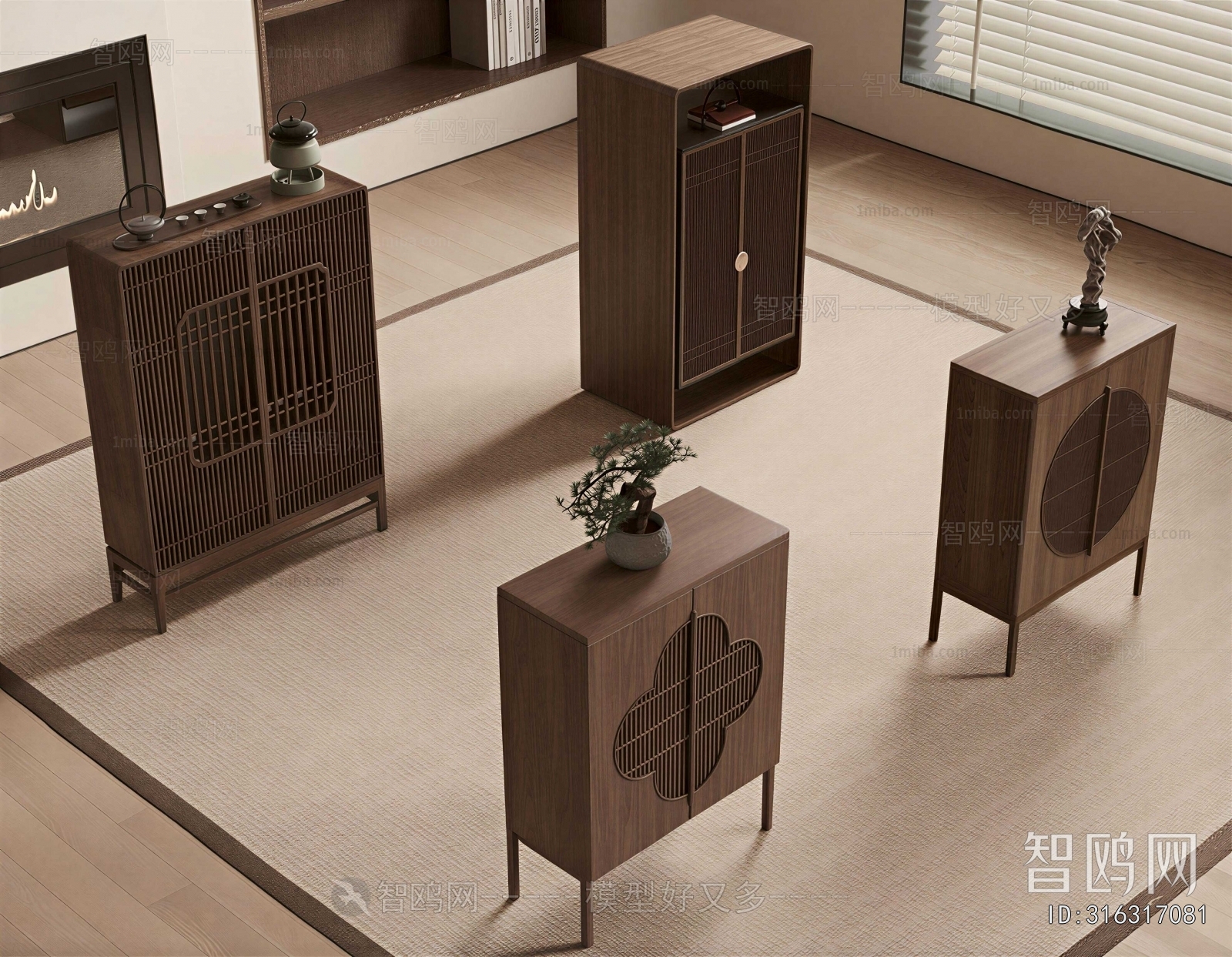 New Chinese Style Side Cabinet