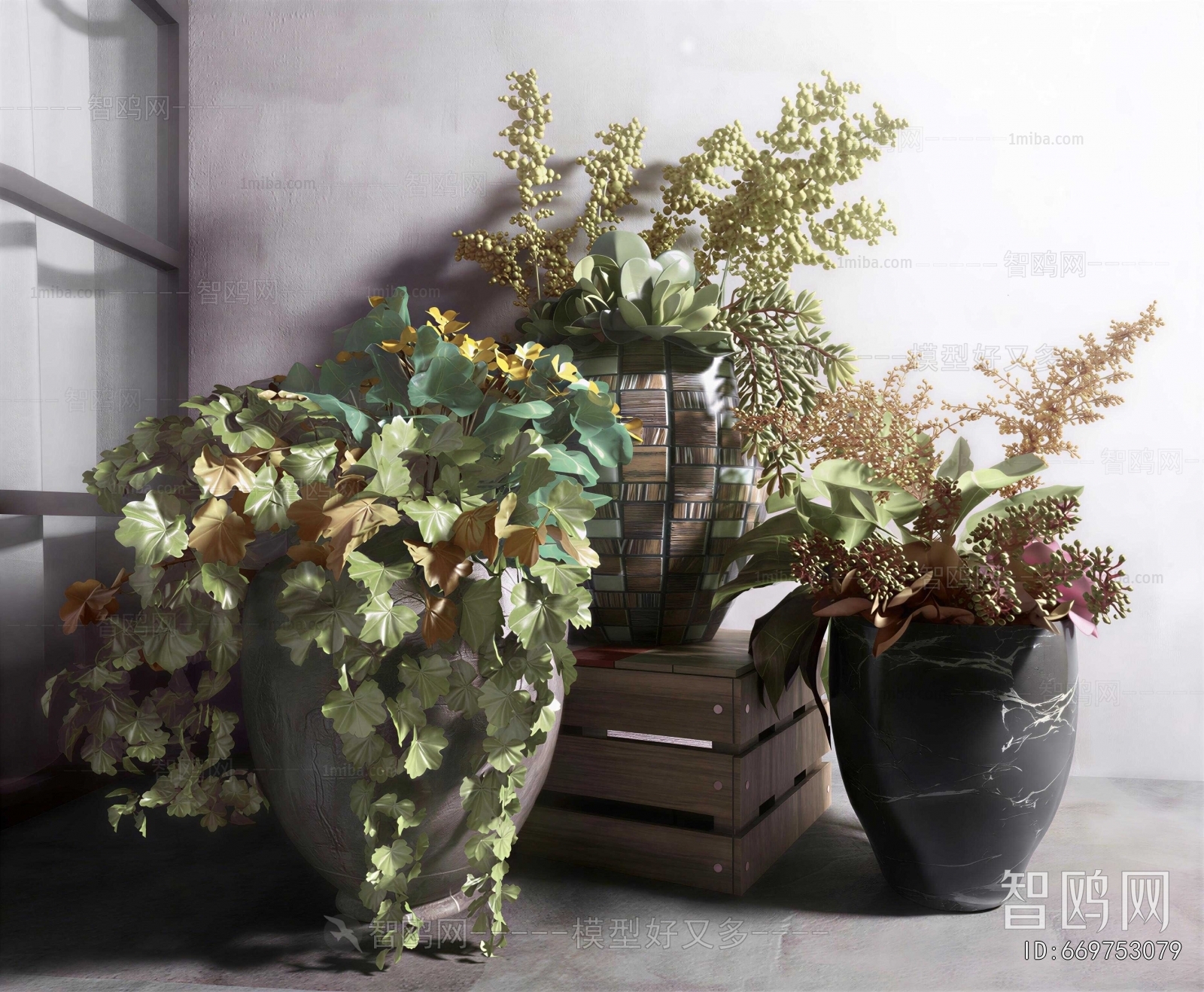 Wabi-sabi Style Ground Green Plant Potted Plants