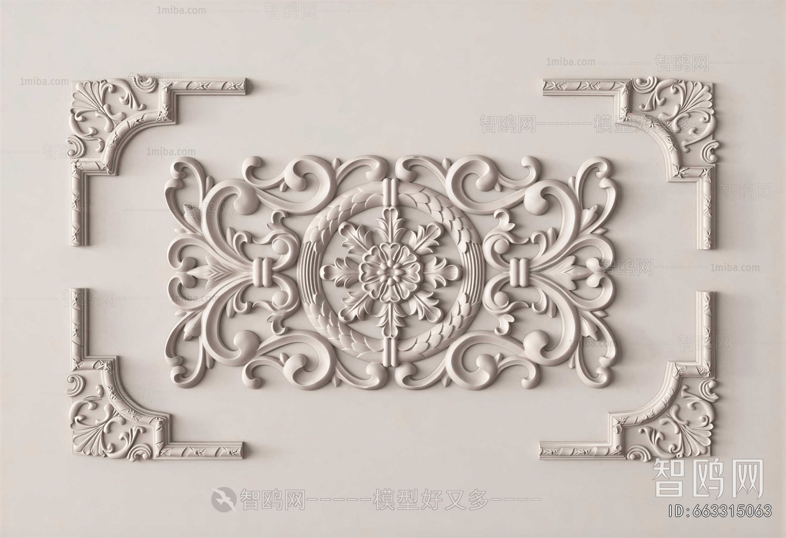 European Style Plaster Carved Top Plate