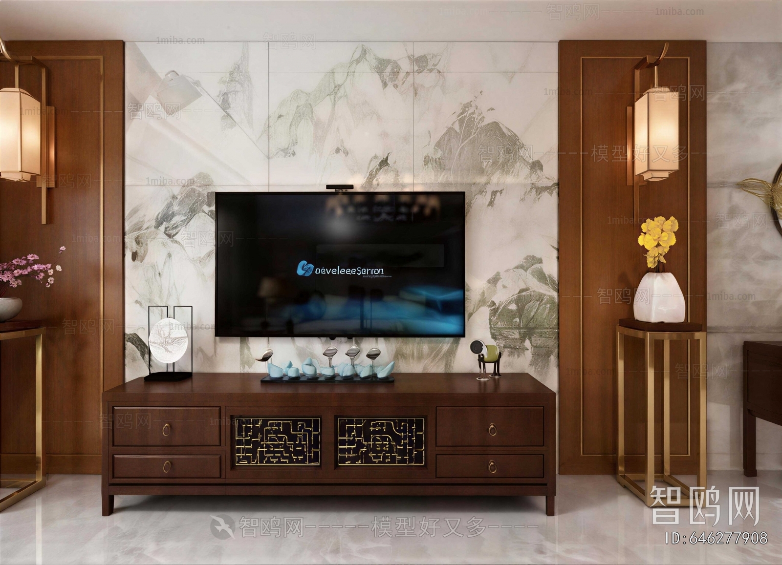 New Chinese Style TV Wall