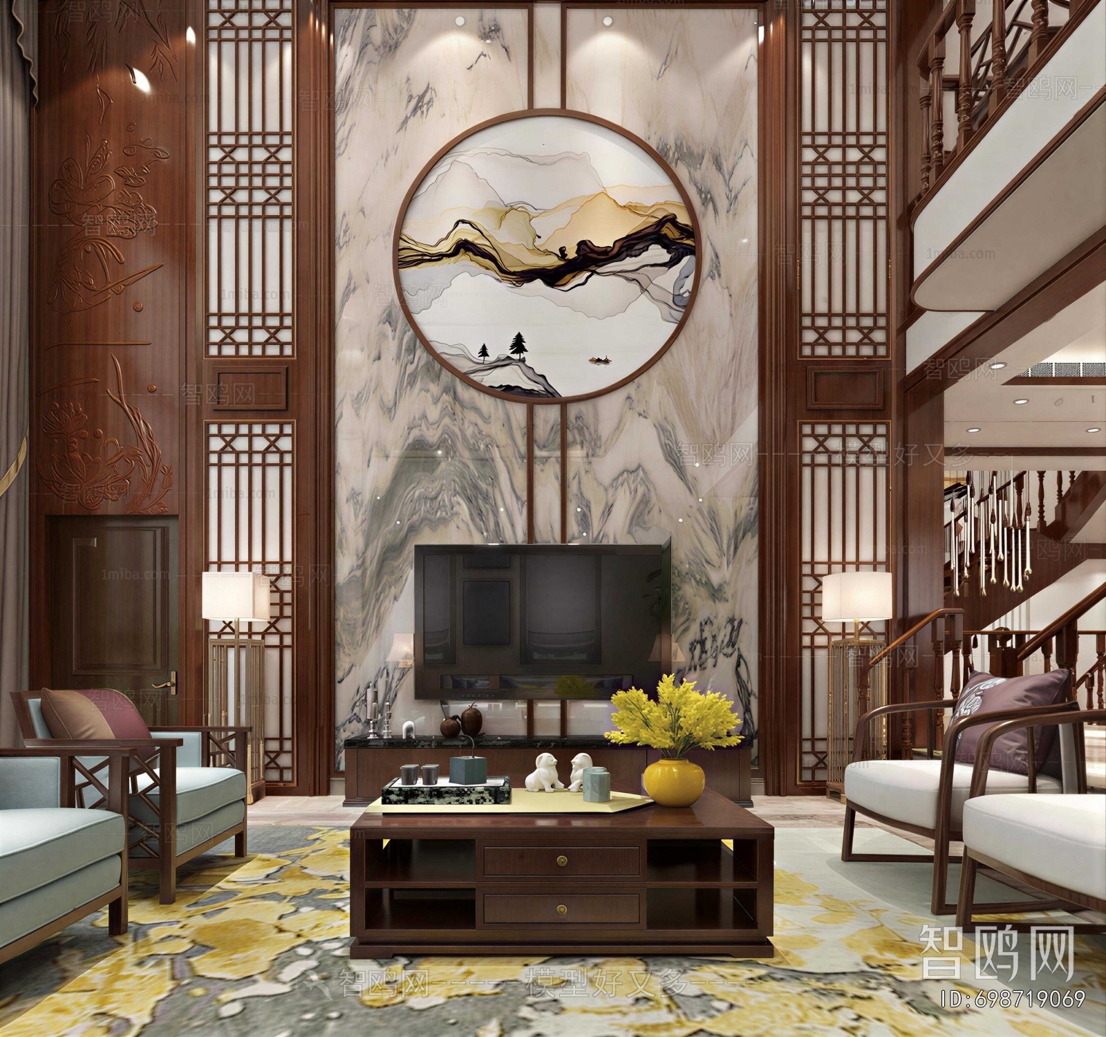 New Chinese Style A Living Room