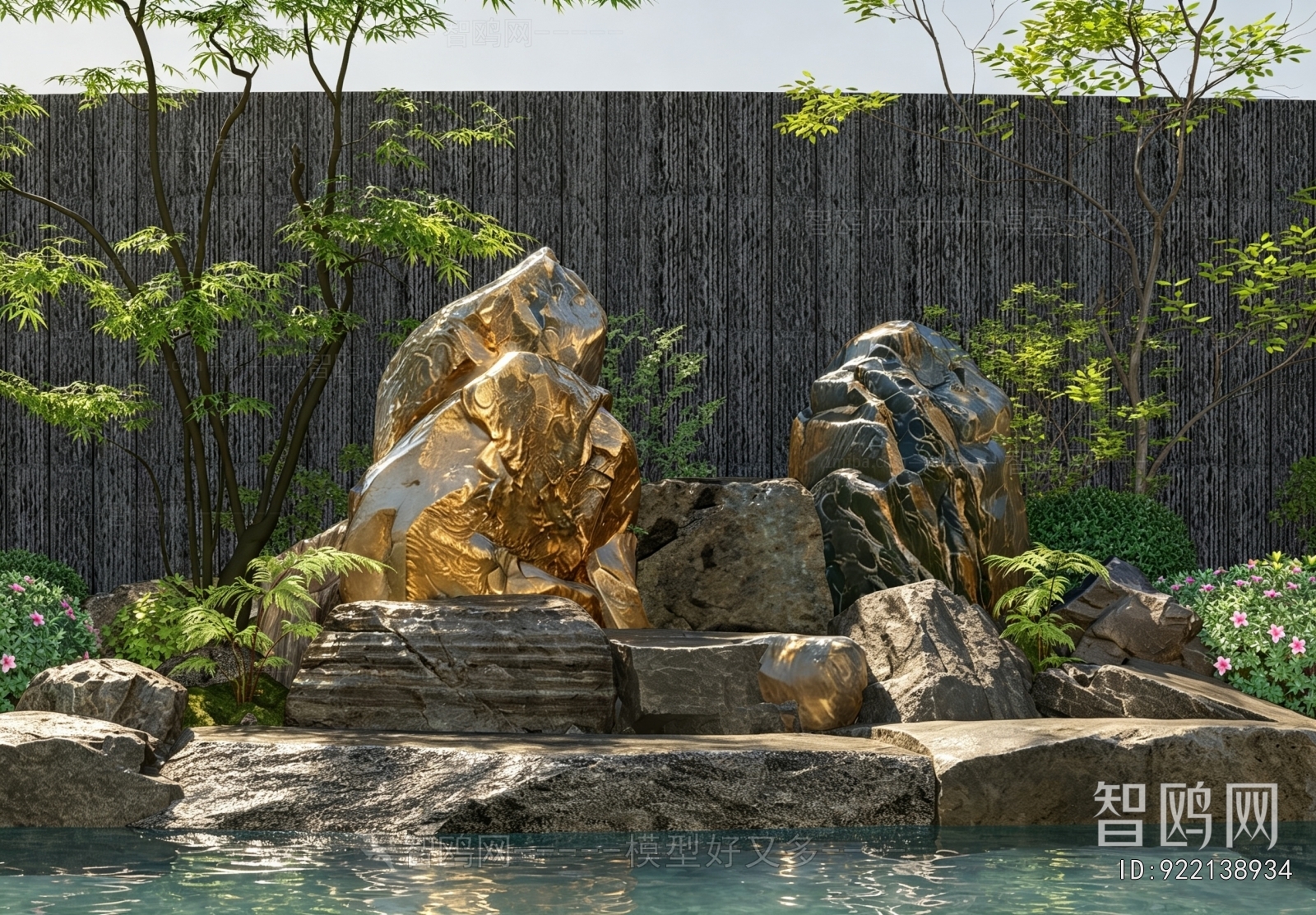 New Chinese Style Rockery Waterscape