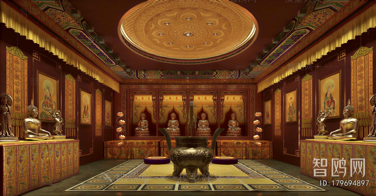 Plastic Rough Design Chinese Style Buddhist Temples 3D Model Download - Model ID.179694897 ...