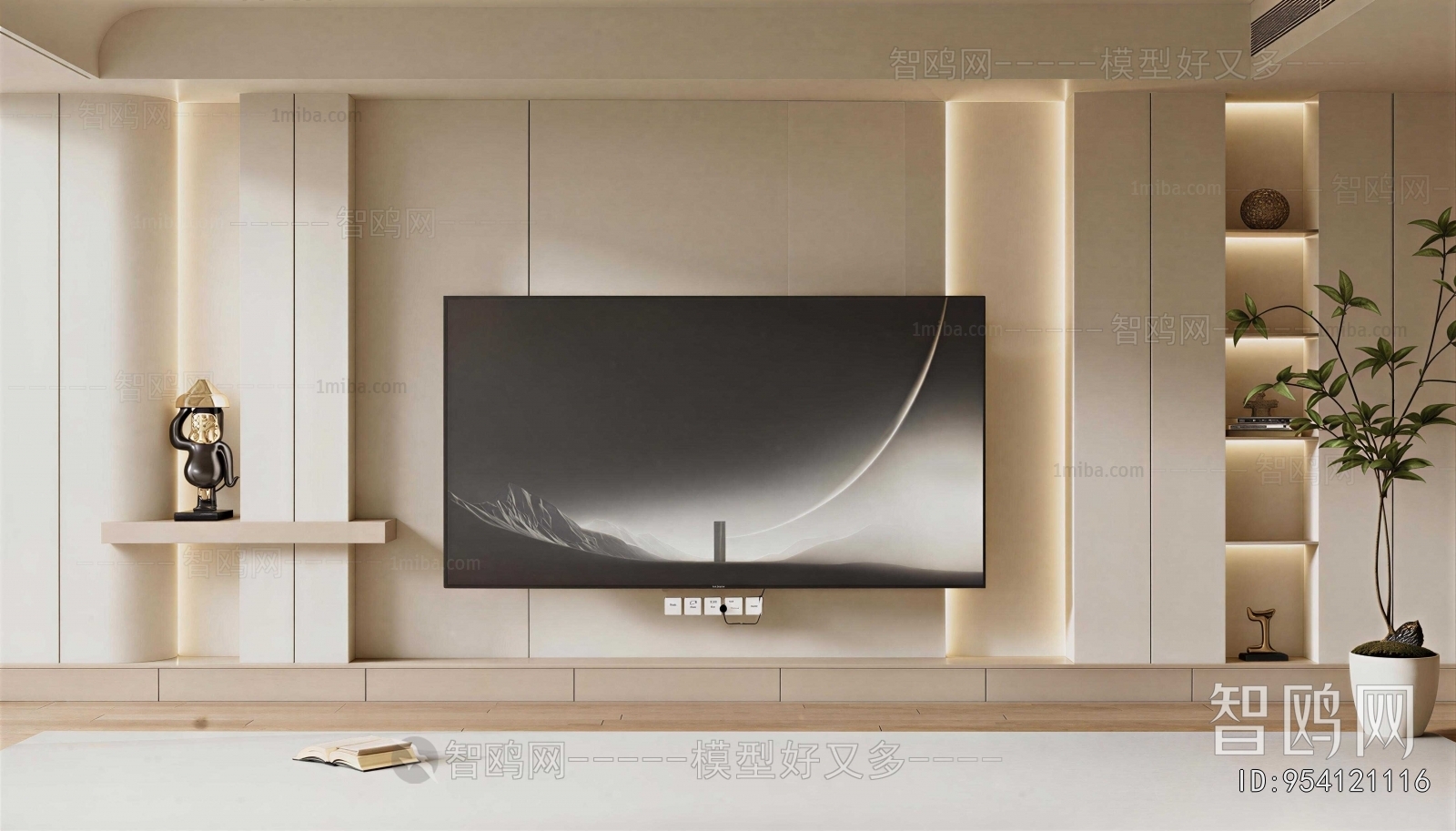 Plastic Rough Design Modern TV Wall 3D Model Download - Model ID.954121116 | 1miba