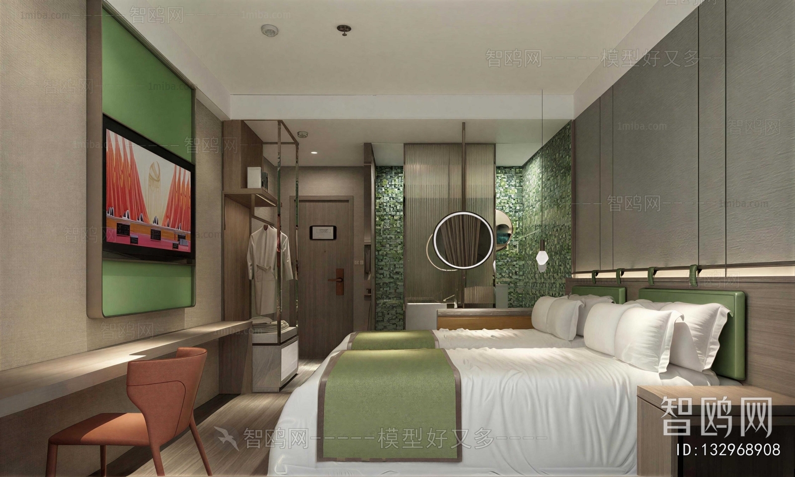 Plastic Rough Design Modern Guest Room 3D Model Download - Model ID.132968908 | 1miba