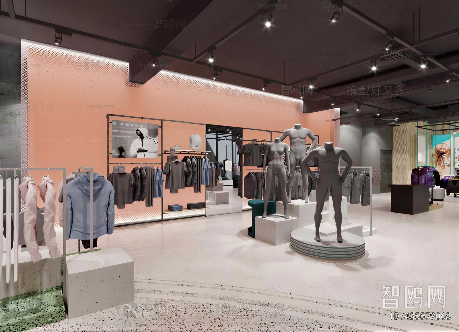 Plastic Rough Design Modern Clothing Store 3D Model Download - Model ID.435579068 | 1miba